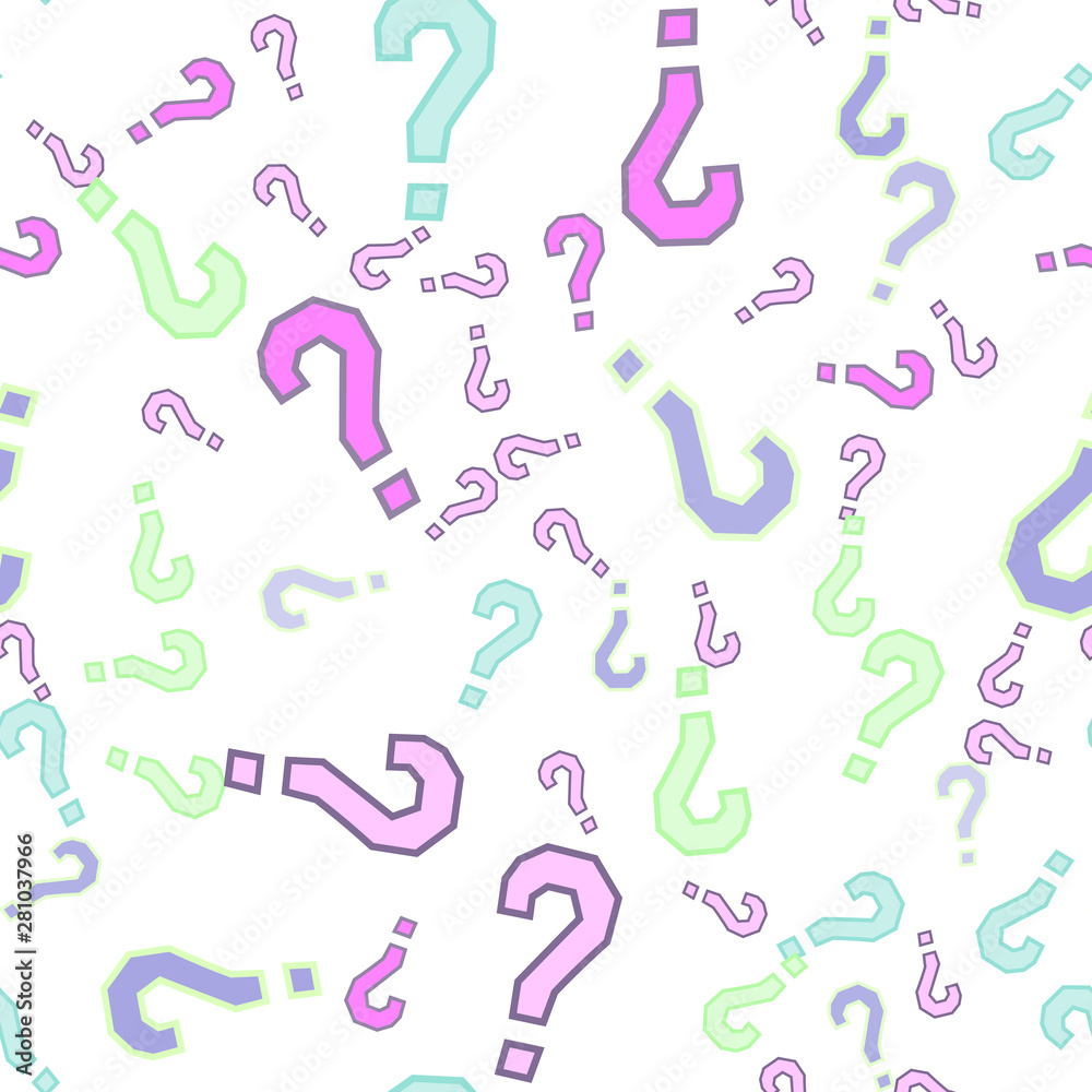 Quiz seamless pattern. Question marks, doubt, faq Quiz seamless pattern. Question marks, doubt, faq