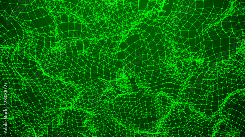 Digital background wave. Abstract connection structure. 3d rendering.