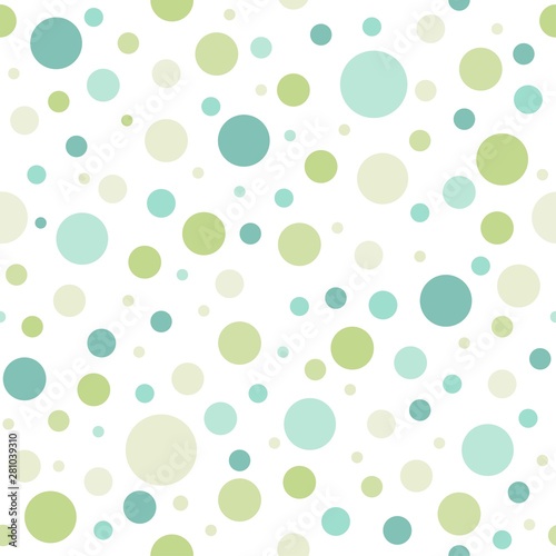 Seamless abstract pattern of circles of different tint and hue of green and turquoise color.