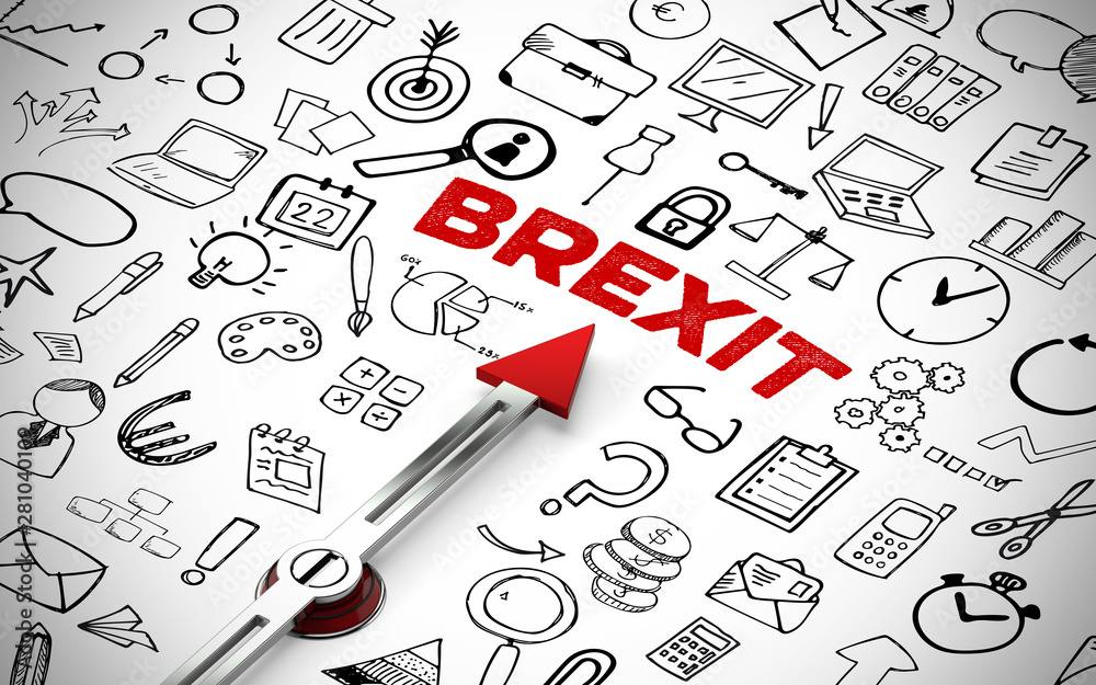 Brexit Konzept mit Kompass und Icons Stock Illustration | Adobe Stock