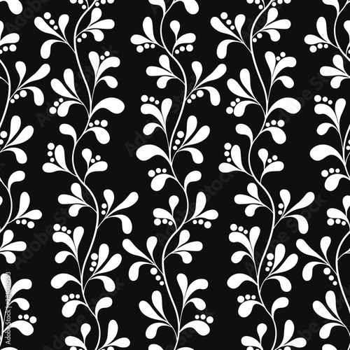 Wallpaper Mural Floral seamless pattern with vertical branches and leaves. Abstract vector design for fabrics, wallpapers, gift boxes, greeting cards, web design. Torontodigital.ca