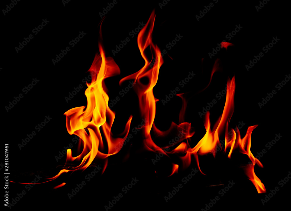 Fototapeta premium Flame of fire on a black background