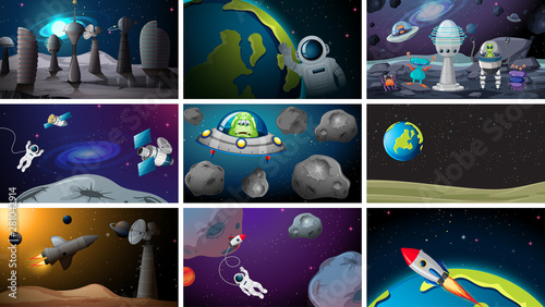 Set of space backgrounds