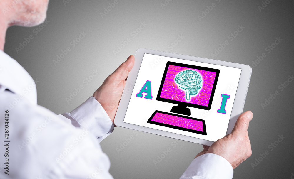 Artificial intelligence concept on a tablet Artificial intelligence concept on a tablet
