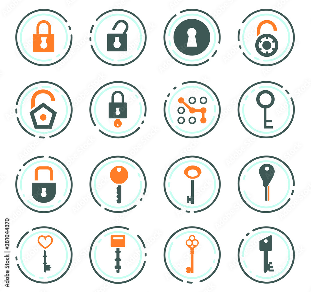 Lock and Key icons set