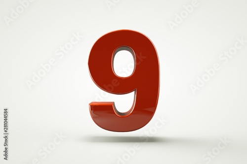 3D number with white background,number 9