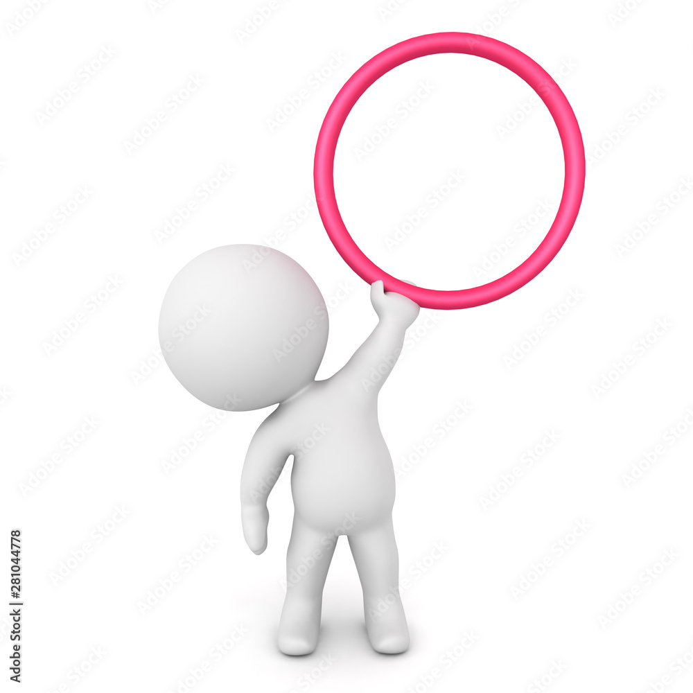 3D Character holding up a red circle hoop 3D Character holding up a red circle hoop