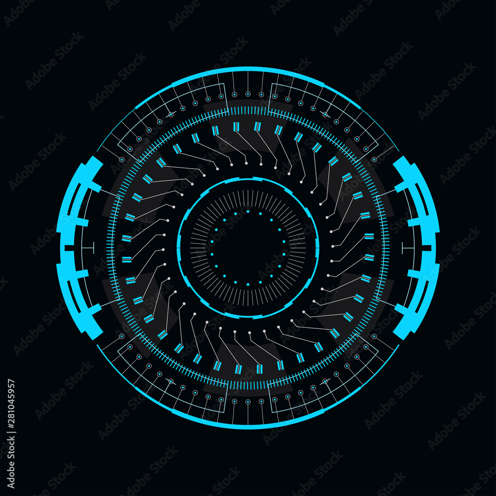 Futuristic round element for the hud interface. Futuristic round element for the hud interface.