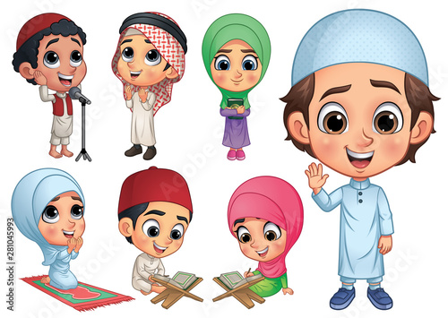 Muslim Children Collection, Vector EPS 10
