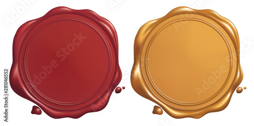 Valokuva Red and Golden Wax Seal, Vector EPS 10