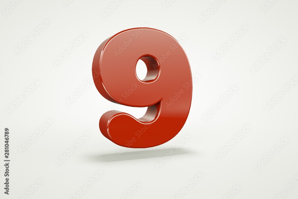 3D number with white background,number 9 3D number with white background,number 9