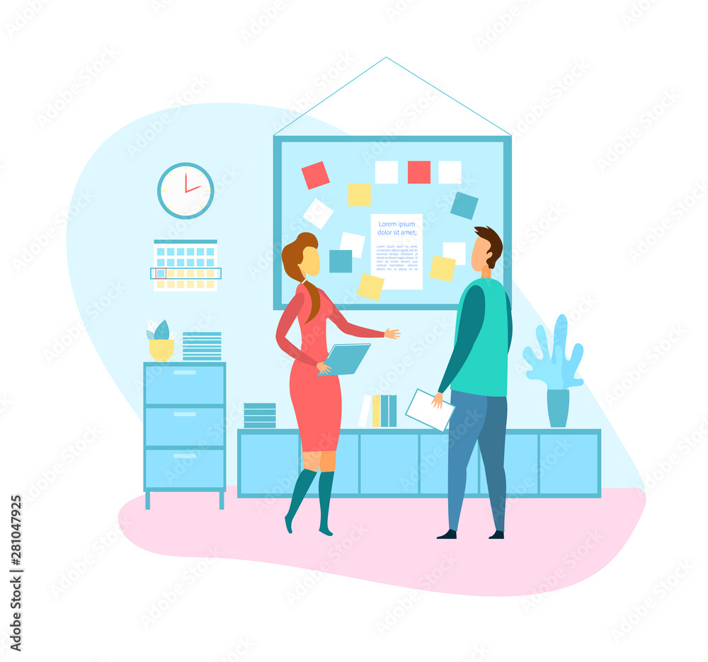 Female Project Manager Talking to Male Programmer Female Project Manager Talking to Male Programmer