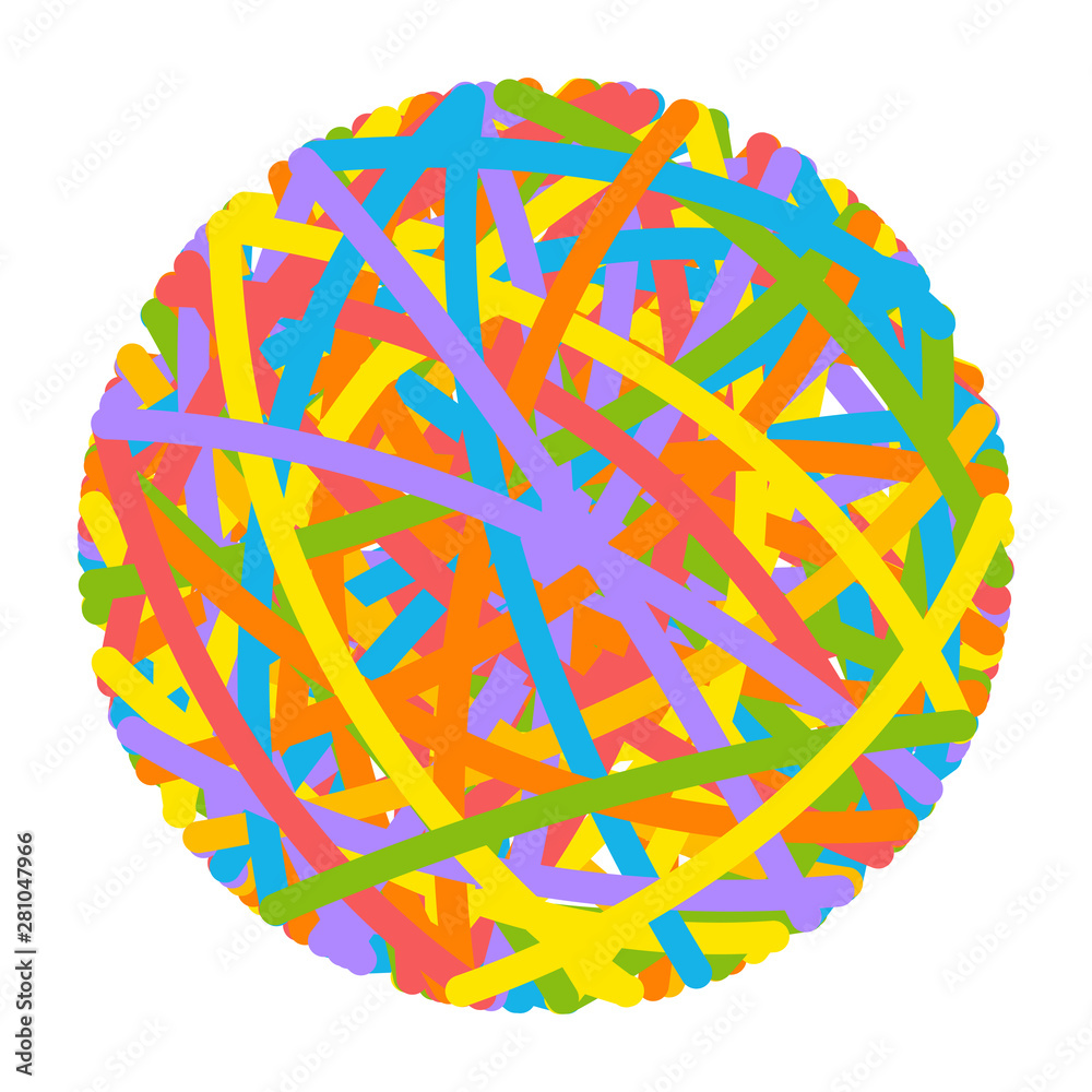 Rubber band ball vector cartoon illustration isolated on a white