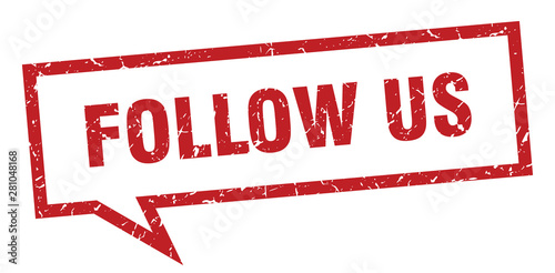 follow us sign. follow us square speech bubble. follow us