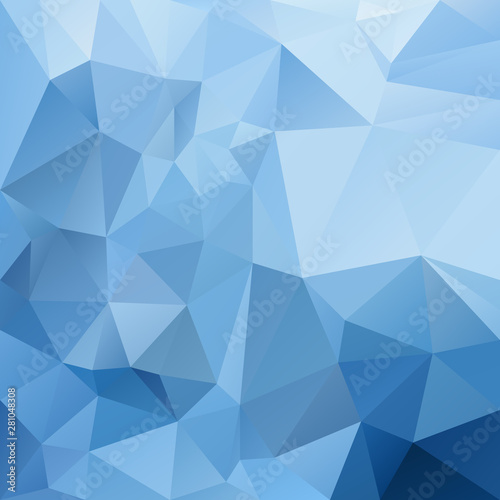 vector abstract irregular polygon square background - triangle low poly pattern - cold icy arctic cobalt azure sky blue color