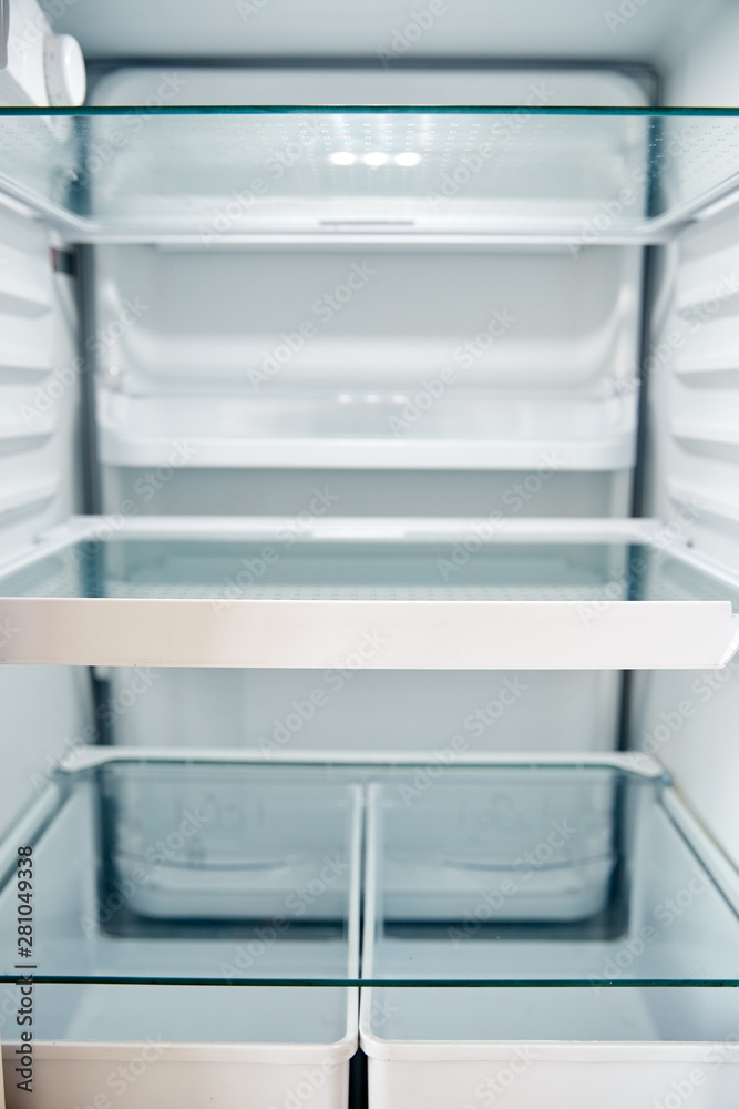 View Looking Inside Empty Refrigerator With Closed Door