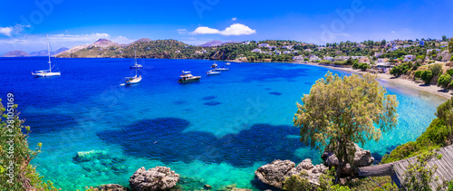 Best of Greece series - beautiful Leros island with clear turquoise sea. Dodecanese