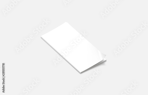 Φωτογραφία Blank white closed rectangular magazine mock up, side view, 3d rendering