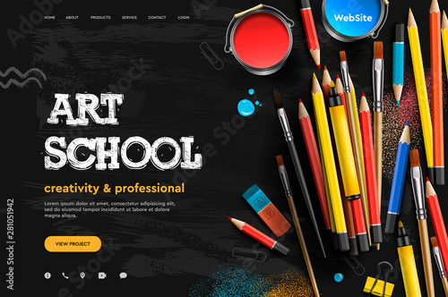 Web page design template for Art School, studio, course, class, education. Modern design vector illustration concept for website and mobile website development.