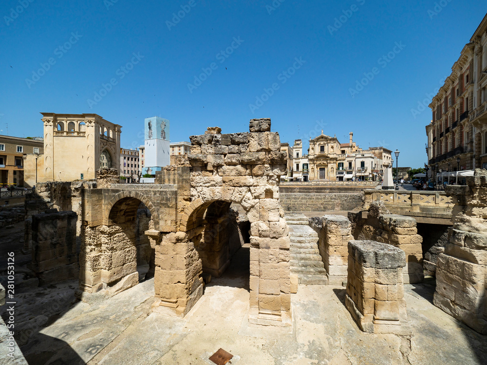 Old Town and Roman Amphitheater, Lecce, Apulia, Southern Italy, June 2019