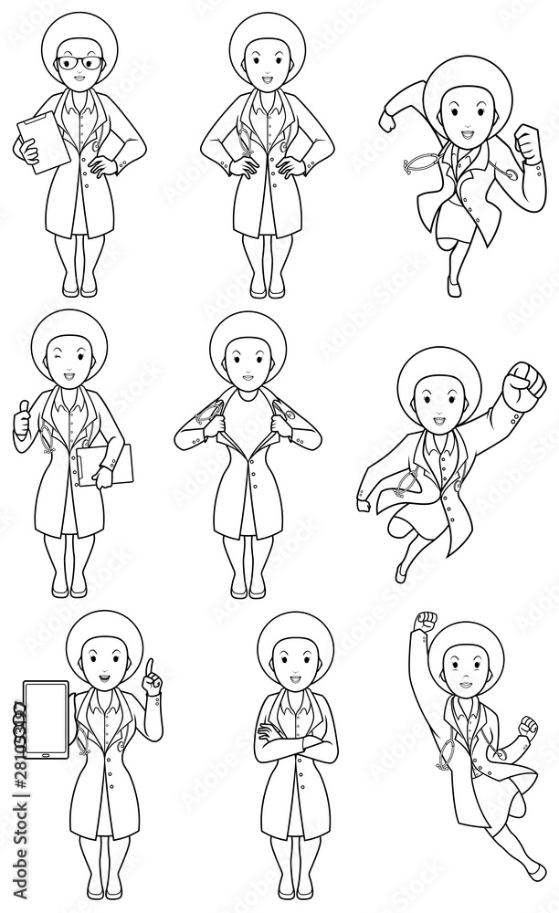 Doctor African Female Line Art Doctor African Female Line Art