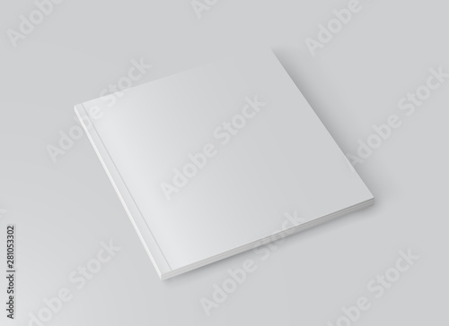 Realistic White Book Mock Up Template Background. Blank Cover Of Magazine. Vector Illustration.