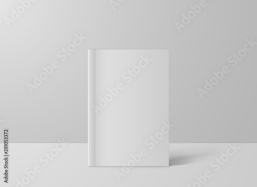 Realistic White Book Mock Up Template Background. Blank Cover Of Magazine. Vector Illustration.