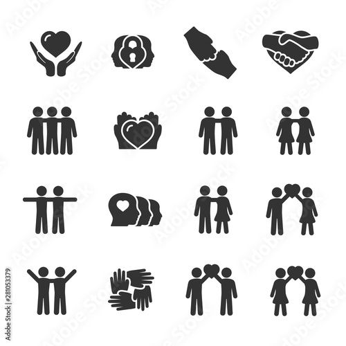 Vector set of friendship and love icons.