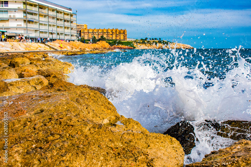 Beautiful coast of Salou in Spain. Resort Spain. Coast of the Mediterranean.