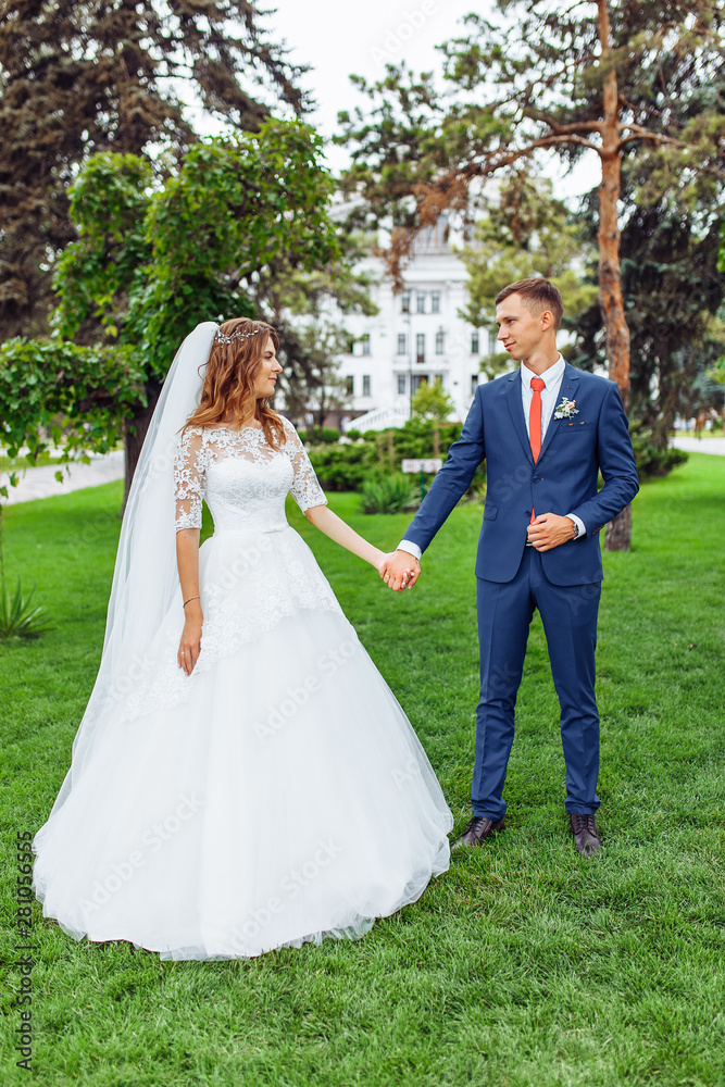 beautiful young wedding couple in nature, couple in love beautiful young wedding couple in nature, couple in love