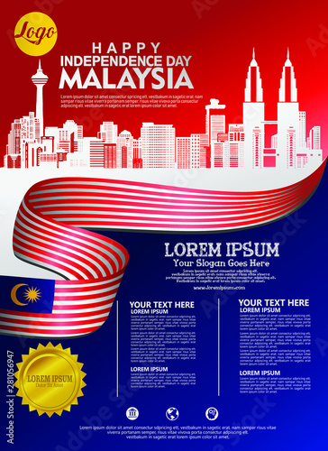 Independence Day Malaysia background template for a poster leaflet greeting card and brochure 2
