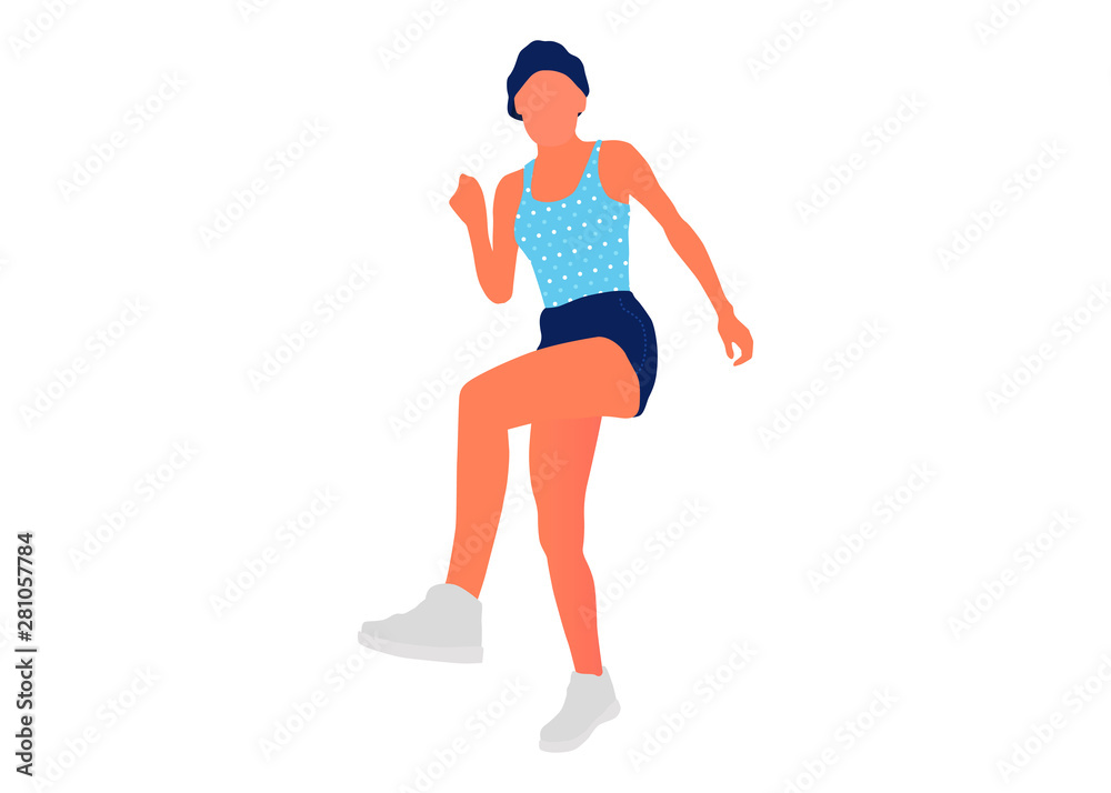Dancing woman flat illustration. Isolated dancing woman illustration - Vector Dancing woman flat illustration. Isolated dancing woman illustration - Vector