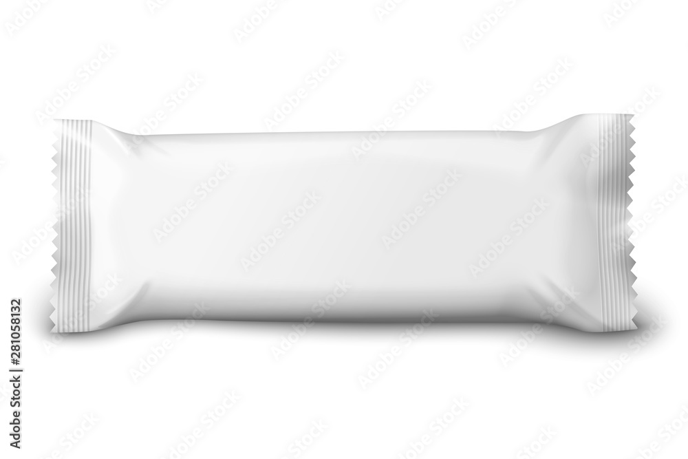 Vector realistic 3d white chocolate or wafer pack isolated on white background. Mock-up for product package branding. Vector realistic 3d white chocolate or wafer pack isolated on white background. Mock-up for product package branding.