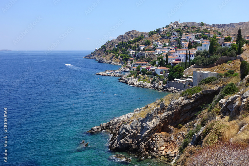 Beautiful villages in island of Hydra, Saronic gulf, Greece