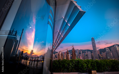 Hong Kong Victoria Harbor in beautiful sunset 