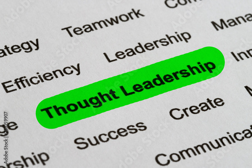 Thought Leadership - Business Buzzwords, printed on white paper and highlighted