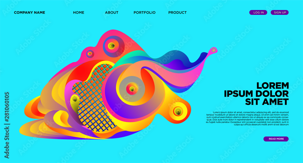 Website Landing Page Background with Abstract Colorful Fluid Modern Style