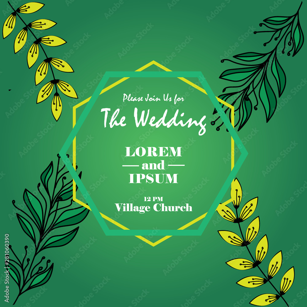 Plakat Wedding invitation with leaves succulent vector image