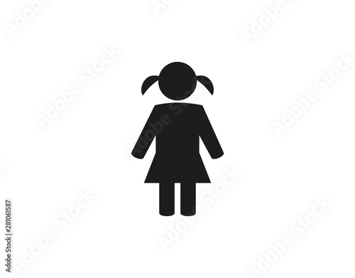 Child, girl icon. Vector illustration, flat design.