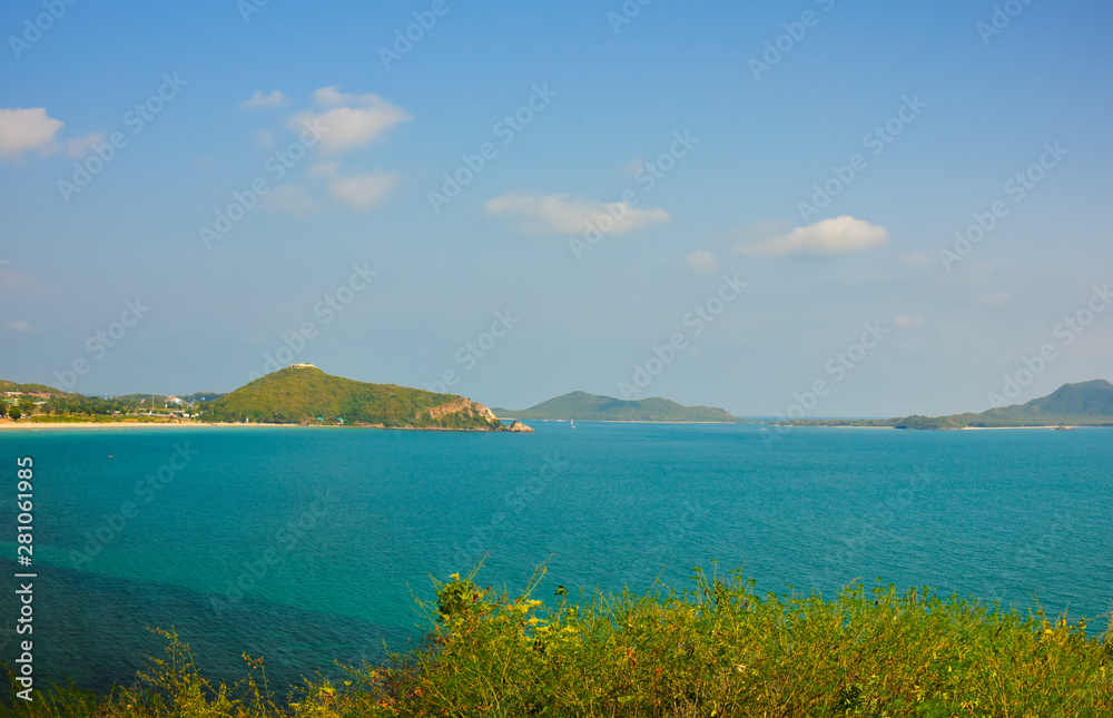 Tropical sea beach island with blue sky background,summer and relax concept Tropical sea beach island with blue sky background,summer and relax concept