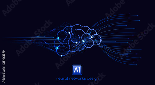 Neural networks design, artificial intelligence concept, vector template