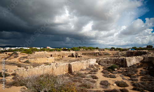 The paths of the archaeological park, trampled down by thousands of tourists, became empty at the sight of an approaching thunderstorm.