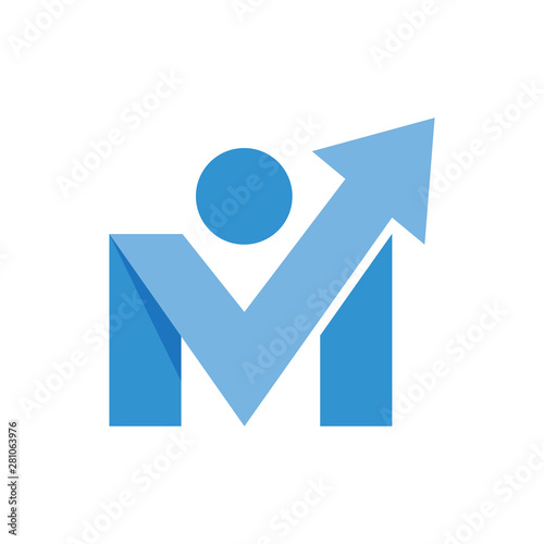Free Download Initial M, abstract, people, arrow, chart vector logo icon - GFXLoad