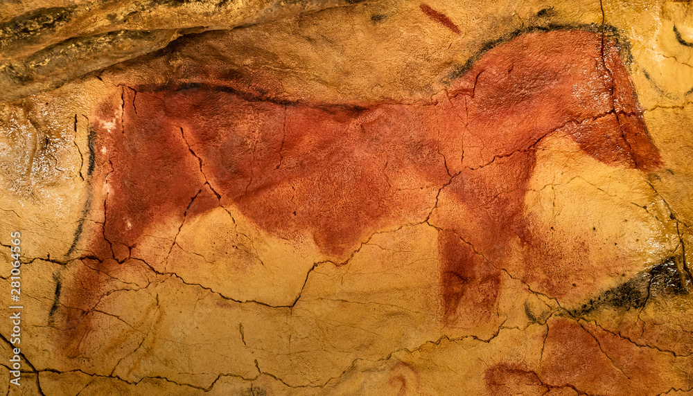 Naklejka premium The ocher horse of the Altamira cave