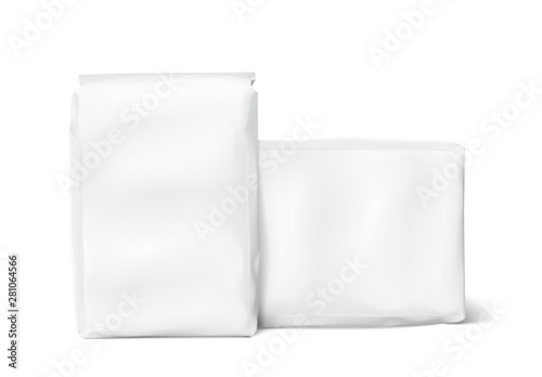 High realistic clean vertical bag mockup. Front view. Vector illustration isolated on white background. Easy to use for presentation your product, idea, promo, design. EPS10