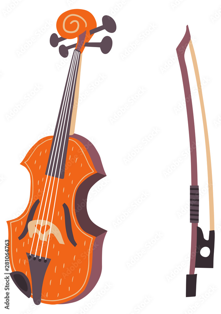 Flat vector illustration of a violin or alto. Warm colors Flat vector illustration of a violin or alto. Warm colors
