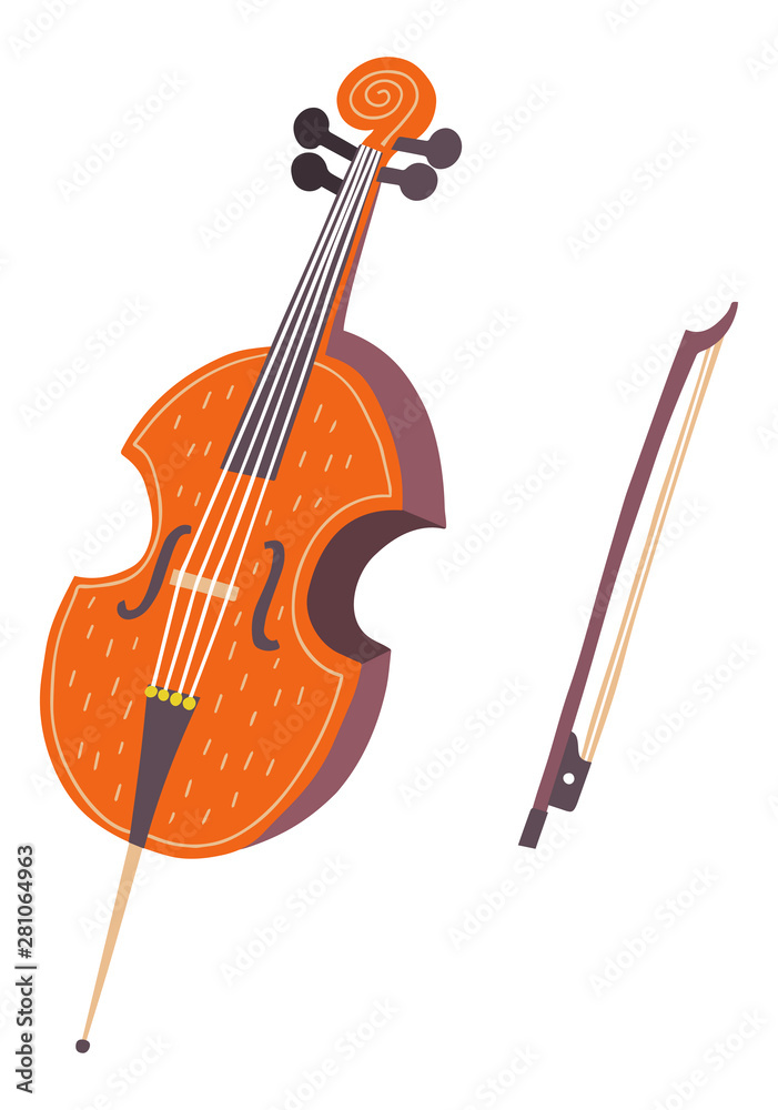 Fototapeta premium Flat vector illustration of a cello. Warm colors