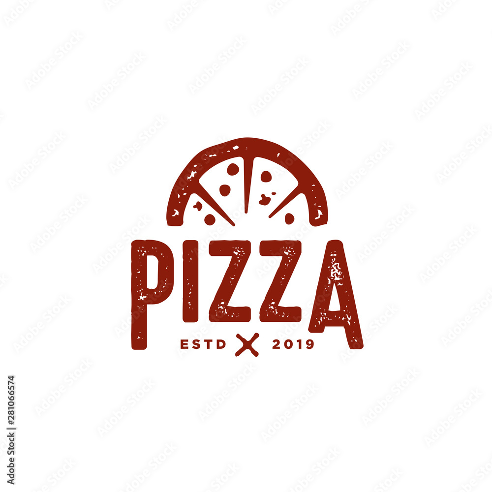 Vintage pizza logo template Stock Vector