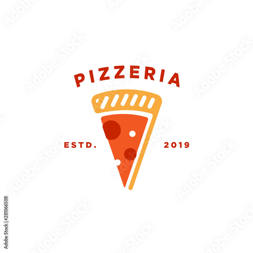 Modern pizzeria pizza logo illustration template vector