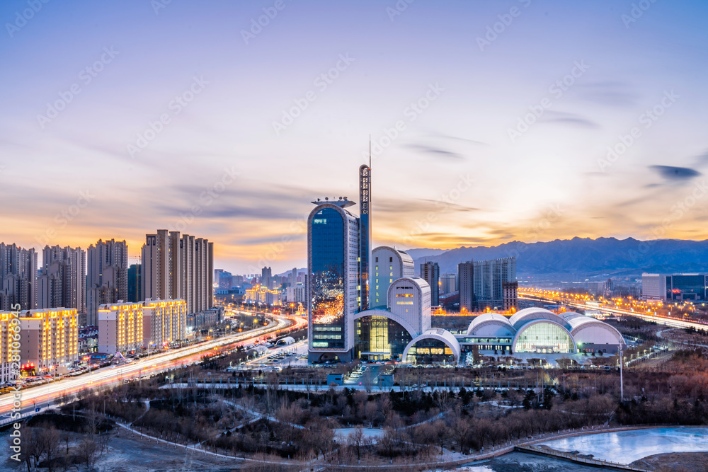 Urban skyline scenery of Hohhot, Inner Mongolia, China